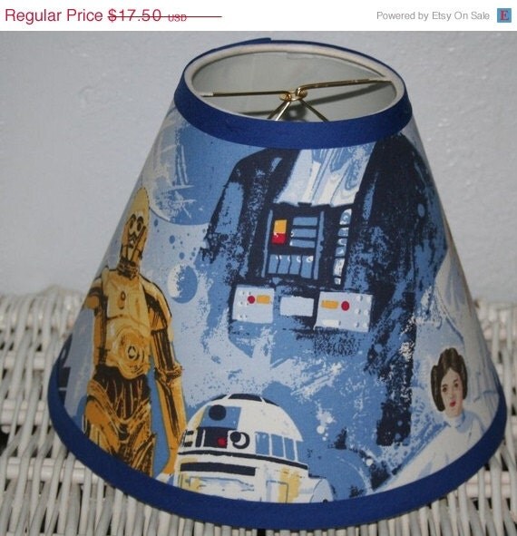 ON SALE Lampshade Star Wars boys handmade with Pottery Barn Kids fabric