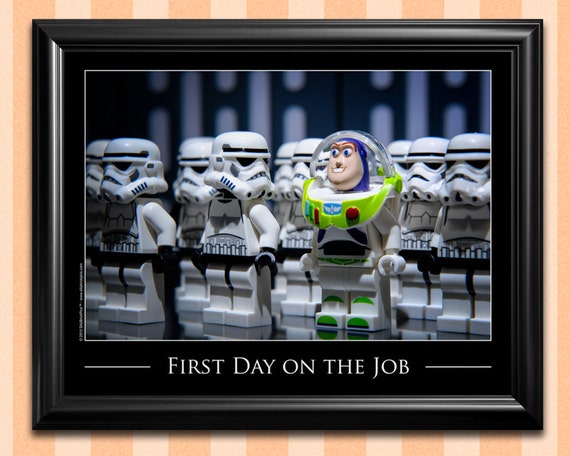 Star Wars™ LEGO® Style Kids Room Decor - Original LEGO® Art Style Photography Art Print: "First Day on the Job"