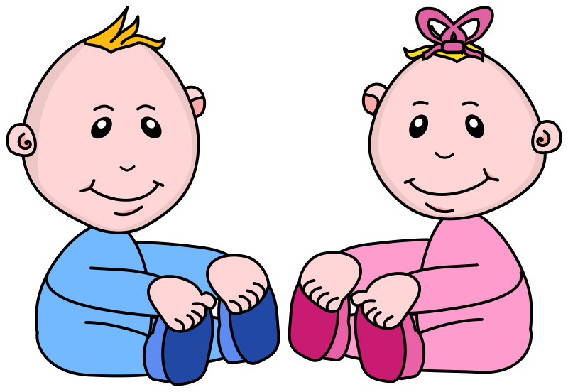 baby boy and girl clip art